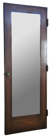 Early 20th C. Reclaimed Spanish Revival Oak Mirrored Bedroom Closet Door 28 x 78 Cover