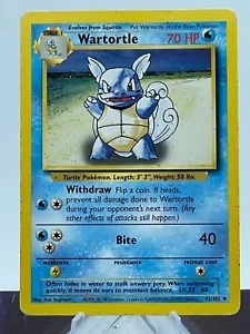 Juego de cartas coleccionables Pokémon ilimitados Wartortle Base Set - Imagen 1 de 2