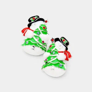Pendientes de plata perforada de Santa con árbol de Navidad - Imagen 1 de 1