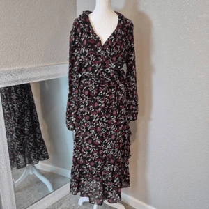 Vestido Michael Kors Georgette Midi Envolvente con Volantes Talla XL - Imagen 1 de 10