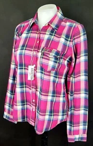 Hollister by A&F Damen rosa kariert L/S SHIRT BLUSE ultrasoft - S - UK8 - £69 - Bild 1 von 12