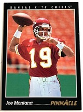 1993 Pinnacle Joe Montana Card # 277 Kansas City Chiefs