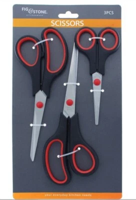 3 x Stainless Scissors  Set Household Craft Student Office Sharp Cut Scissor - image 1 of 2