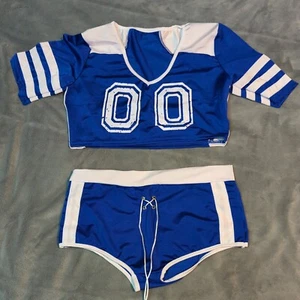 Football Sexy Costume/ Outfit White And Blue M/L - Picture 1 of 5