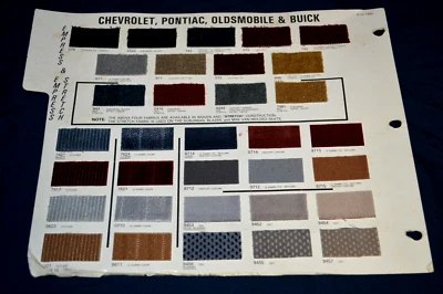 1990 年通用原装经销商内饰织物样品内部颜色选择选项 — 第 1/2 张图片