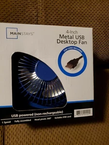 Mainstays Mini 4" Metal Table Desk Fan Pivoting  USB  Powered NIB - Picture 1 of 7