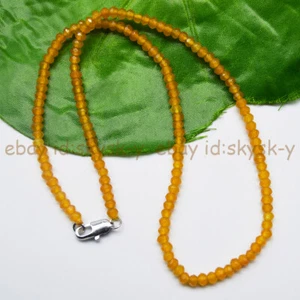 Natural 2x4mm Faceted Orange Topaz Rondelle Gemstone Beads Necklace 16-30 inch - Picture 1 of 12