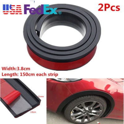 2Pcs 1.5Mx3.8CM Car Fender Flares Extension Wheel Eyebrow Protector Lip Strip - Image 1 of 4