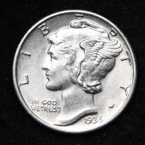 1936 Mercury Silver Dime CHOICE BU *UNCIRCULATED* MS E239 WF Cover