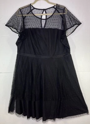 NWT Torrid Dotted Lace Dress 2X Tiered Ruffles Flutter Sleeve Lined Knee Length - Image 1 of 4