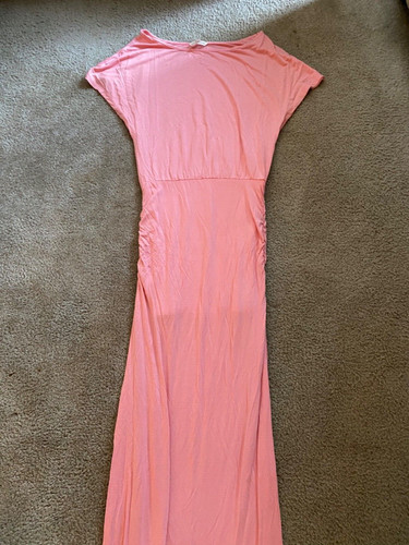 UNDERCOVER Maxi Abito Victorias Secret Piccolo Rosa Senza Maniche Arrugginato Lato Scoop Allungato