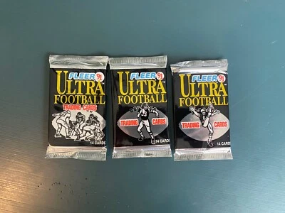 3x -- 1991 Fleer Ultra Football Trading Cards Sealed Unopened Packs NFL - Image 1 of 2