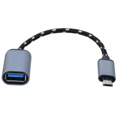 Cable adaptador OTG de aleación de aluminio trenzado de nailon micro USB macho a USB hembra - Imagen 1 de 4