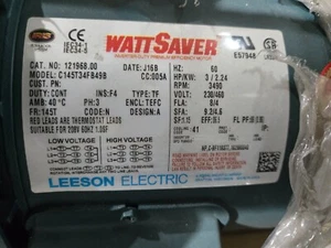 3 hp leeson 3600 145t tefc 230/460v model c145t34fb49b - Picture 1 of 3