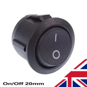 1 x On/Off Black Round Rocker Switch Car Automotive 20mm SPST Boat Dash - Picture 1 of 2