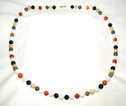 Vintage Chinese Multicolor Jade Bead Necklace w. 14k Yellow Gold Clasp (InS)L6