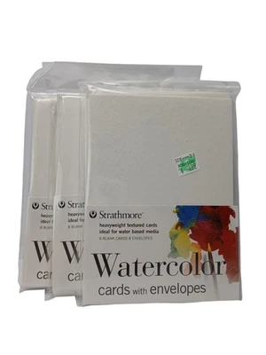 3 Pack Strathmore Watercolor Cards With Envelopes 5x7 140 lb 8 Pack 105-26 - Image 1 of 4