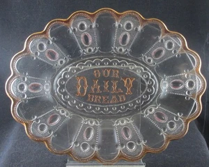 EAPG KANSAS US GLASS 10IN BREAD PLATTER DECORATED GILT AMETHYST STAIN C1901 WOW - Picture 1 of 5
