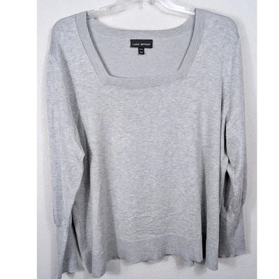 Lane Bryant Womens Gray Square Neck Long Sleeve Sweater Plus Size 22 24 - Image 1 of 4