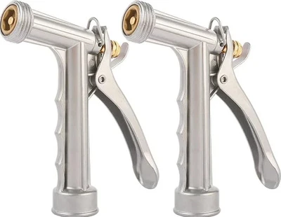 Paquete de 2 boquillas de manguera de jardín de metal zinc, pulverizador ajustable Foto 1 de 4