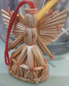 Straw Angel Christmas Ornament Vintage 2.5" Tall - Picture 1 of 6