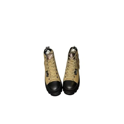 Botas de paladio para mujer de caña alta de lona con puntera de cuero con cordones botas de combate Foto 1 de 4