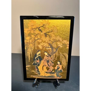 Libreta de direcciones vintage Hakuichi Japón hoja de oro laca geisha cerezo en flor - Imagen 1 de 10