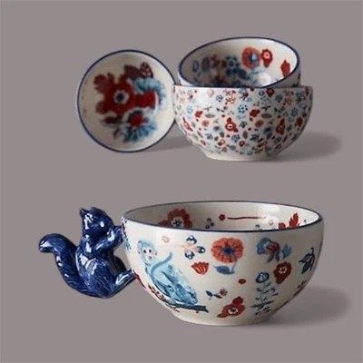 Anthropologie Nathalie Lete set floreale animale nidificazione misurini scoiattolo - Immagine 1 di 4