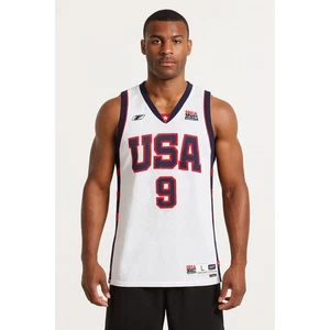 Vintage Reebok Mens White Team USA 2004 LeBron James Basketball Jersey Size L - Picture 1 of 8