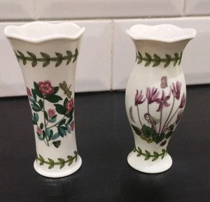 Set Of 2: Portmeiron Mini Vases Botanic Garden Bud Posy Flared 1 Piece Missing - Picture 1 of 4
