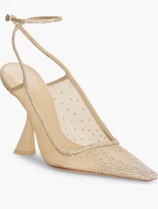 Cult Gaia Zapatos de tacón destalonados de malla con adornos para mujer Diya US 10 Fits 9, color arena - Imagen 1 de 12
