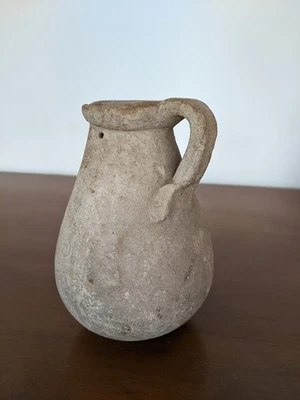 Pichet ancien amphore en terre cuite avec anse création artisanale - Photo 1/4