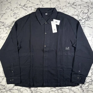 CP COMPANY Mens Navy Blue Broken Linen Pocket Overshirt SIZE 3XL BNWT Authentic - Picture 1 of 15