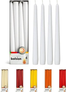 BOLSIUS White Taper Candles - 4 Pack Unscented 10 Inch Dinner 4 Count,  - Picture 1 of 9