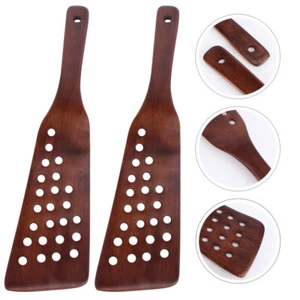 Juego de espátulas de madera natural 2 piezas para cocinar utensilios de cocina antiadherentes - Imagen 1 de 12