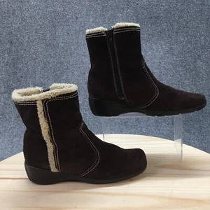 Naturalizer Boots Womens 8 M Armor Ankle Winter 70176-1 Brown Leather Faux Fur - Picture 1 of 16