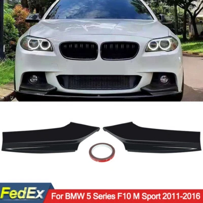Divisor delantero esquina labial brillo negro para BMW F10 520i 535i 550i M Sport 2011-16 Foto 1 de 4