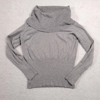 Apt. 9 毛衣女式中号灰色海龟领长袖修身腰部闪光 — 第 1/4 张图片
