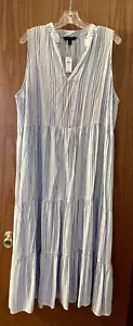 Banana Republic Maxi Dress Size XL Blue & White Stripe Sleeveless Classic NWT - Picture 1 of 7