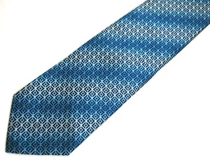 John Ashford Mens Necktie Tie Teal Blue Checkered 100% Silk 60" - Picture 1 of 4