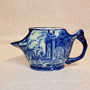 Victoria Ironstone Flow Blue Willow Shaving Mustache Mug - Picture 1 of 12