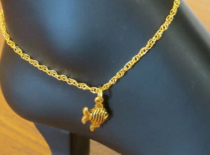 Angelfish Anklet Ankle Bracelet 24 Karat Gold Plate Summer Vacation Beach Ocean - Picture 1 of 12