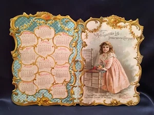 Dulce calendario litografiado troquelado 1894 hermosa niña vida metropolitana - Imagen 1 de 9