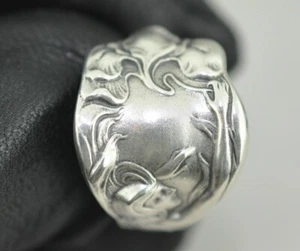Solid 925 Sterling Silver Large Heavy Girl Adjustable Spoon Ring - Picture 1 of 6