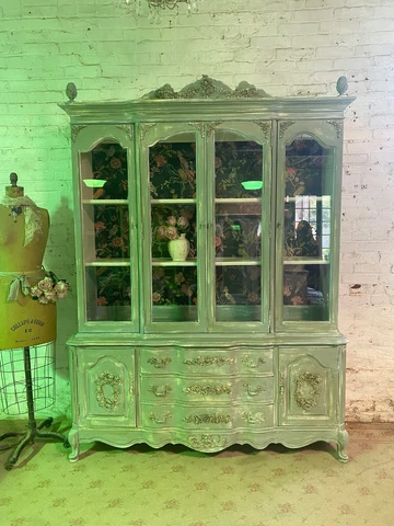 Painted Cottage Shabby Chic French China Cabinet Cover