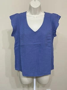 Three Dots Women’s Blue Periwinkle V-Neck Short Sleeve Comfort Soft T-Shirt s XS - Picture 1 of 10