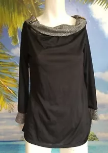 Women black and silver Tunic Blouse Top size small shirt - Picture 1 of 8