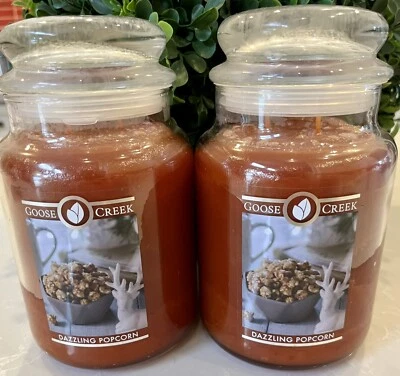 Goose Creek (2) PALOMITAS DE MAÍZ DESLUMBRANTES 24 OZ velas 2 mechas ~ nuevas Foto 1 de 4