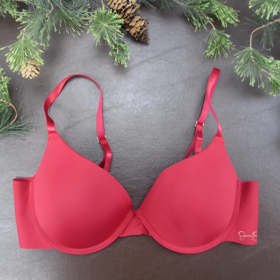 Sujetador Jessica Simpson 36C rojo acolchado con aros cierre ajustable trasero Foto 1 de 4