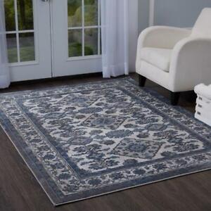 Area Rug Carpet Bazaar Gray Blue Indoor 5 X 7 Ft Medallion Floor Home Decor New